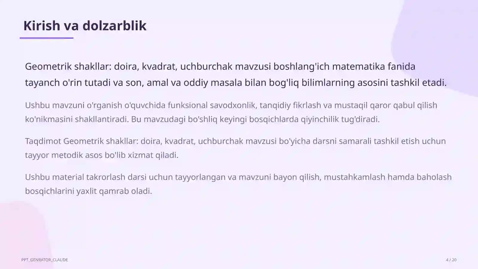 Geometrik shakllar: doira, kvadrat, uchburchak (1-sinf) 4