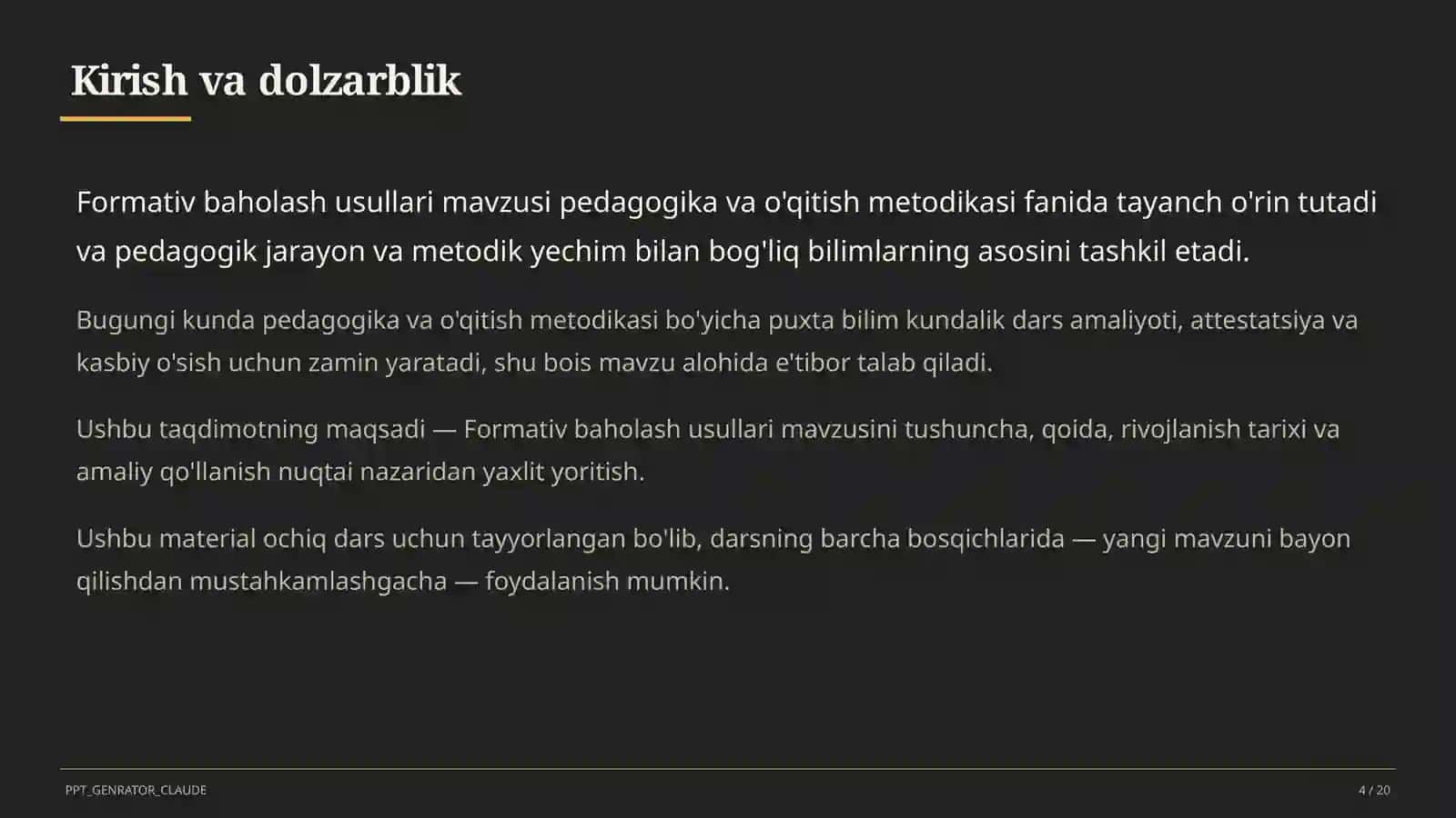 Formativ baholash usullari 4