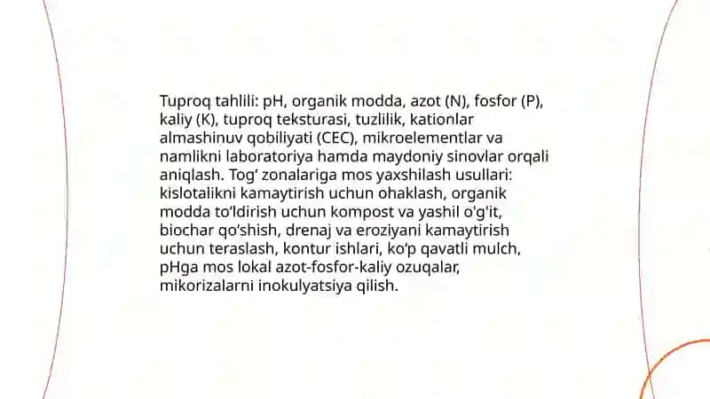 Togʻ zonalarida bogʻlarni barpo qilish ularni parvarishlash 4