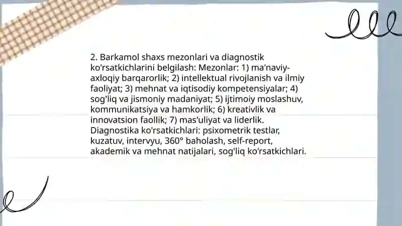 Hozirgi kunda barkamol shaxsni tarbiyalash diagnostikasi 4