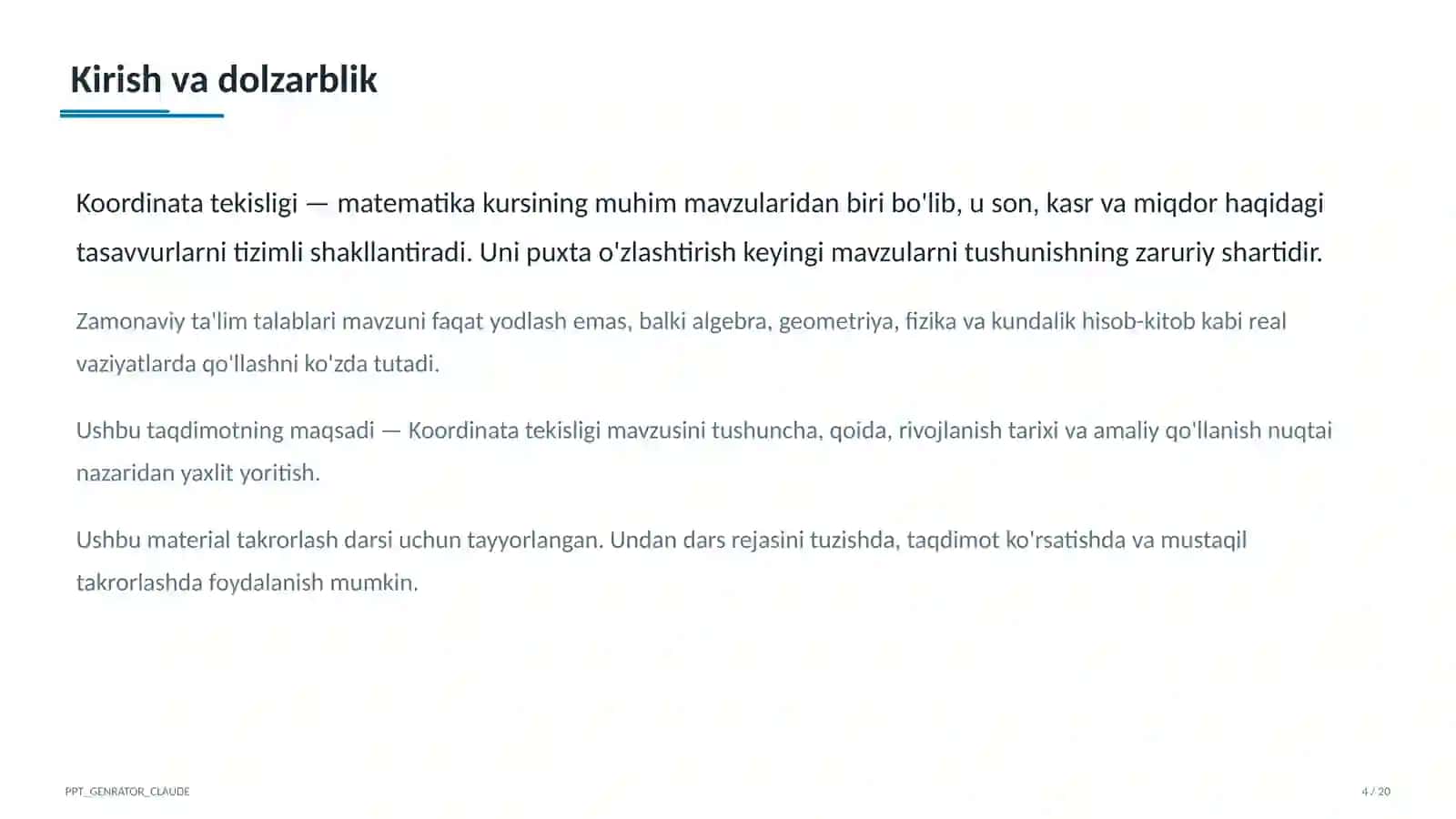 Koordinata tekisligi (6-sinf) 4