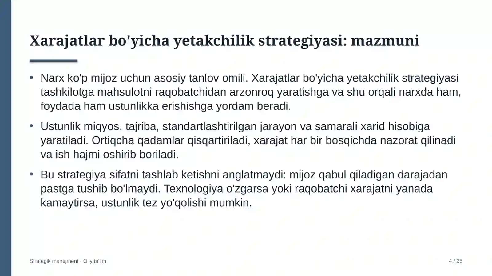 buxgalteriya xizmatlarida xarajatlar bo'yicha yetakchilik strategiyasini amalga oshirish 6809 4