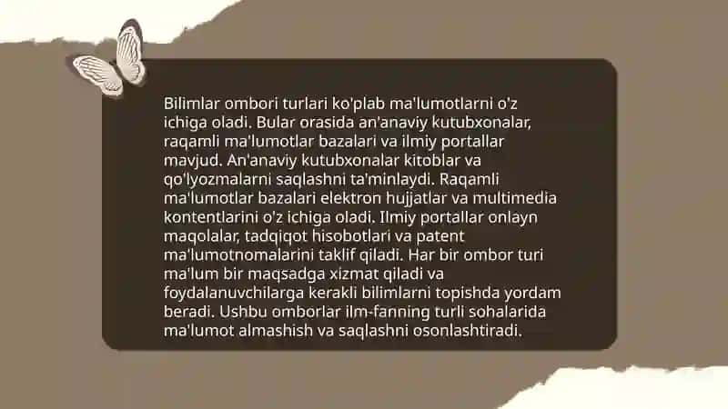 Bilim, bilimlar ombori va eksport tizimlari 4