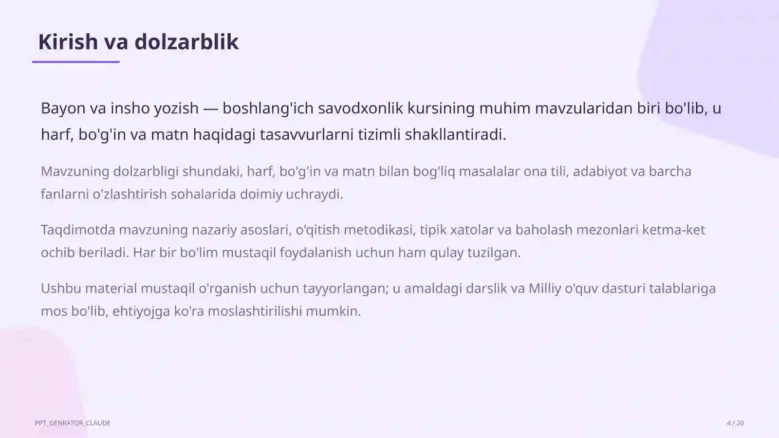 Bayon va insho yozish (4-sinf) 4