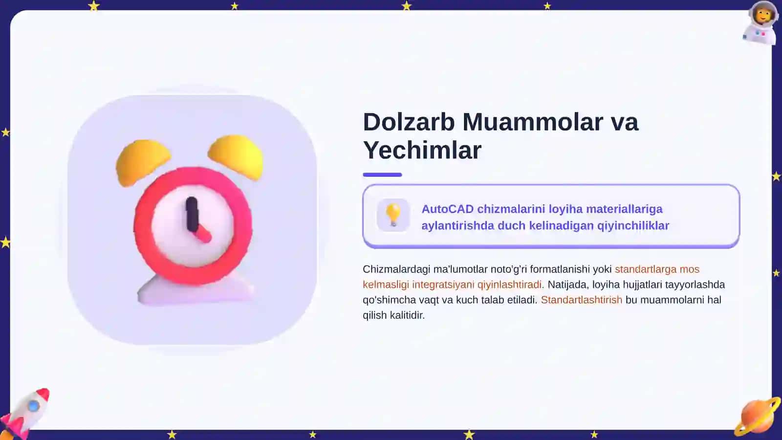 AutoCad chizmalarini loyiha materialiga aylantirish tahlil qilish,tartiblash va tayyorlash 4