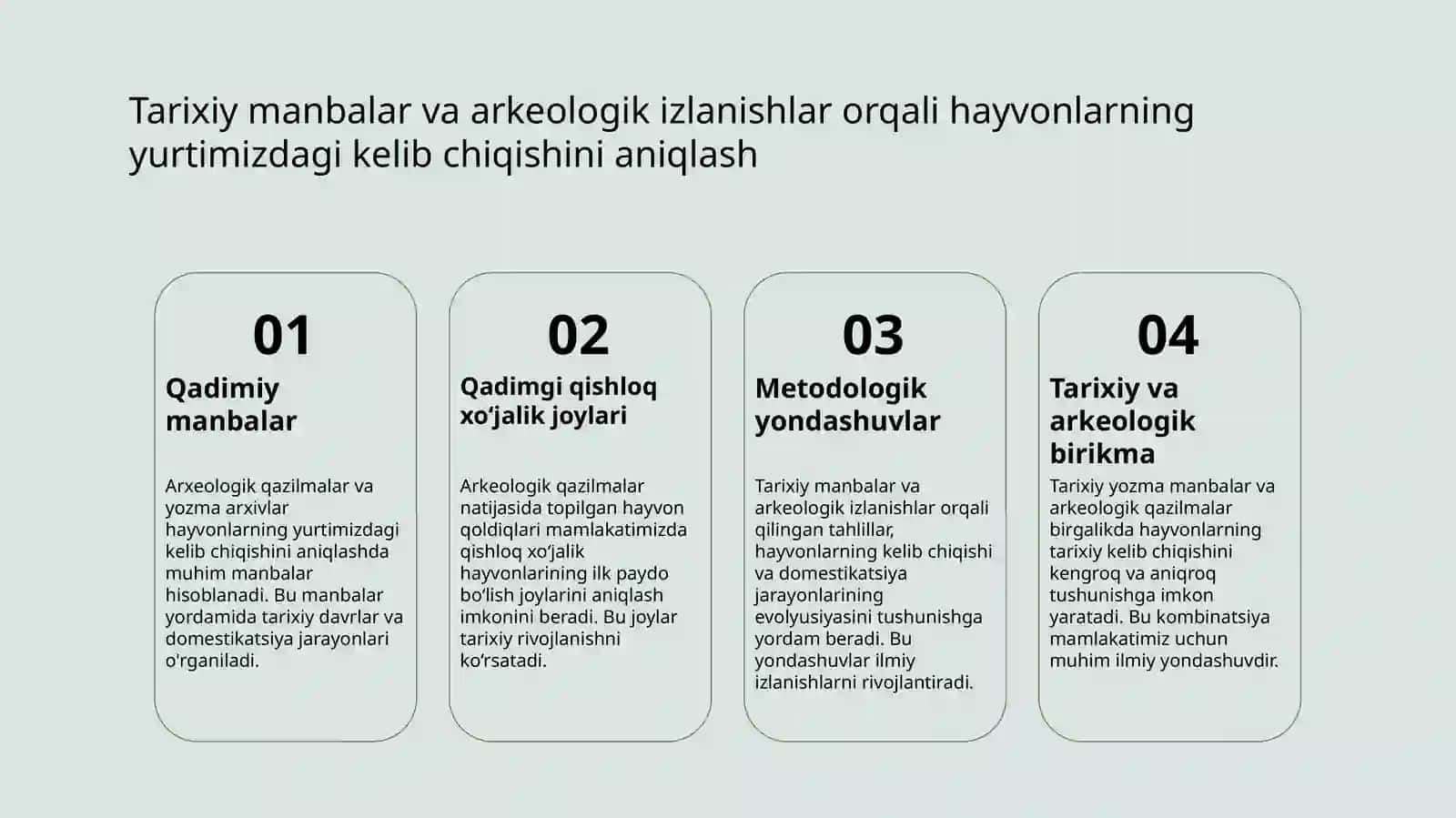 Qishloq xoʼjalik hayvonlarini kelib chiqishini oʼrganish usullari 4