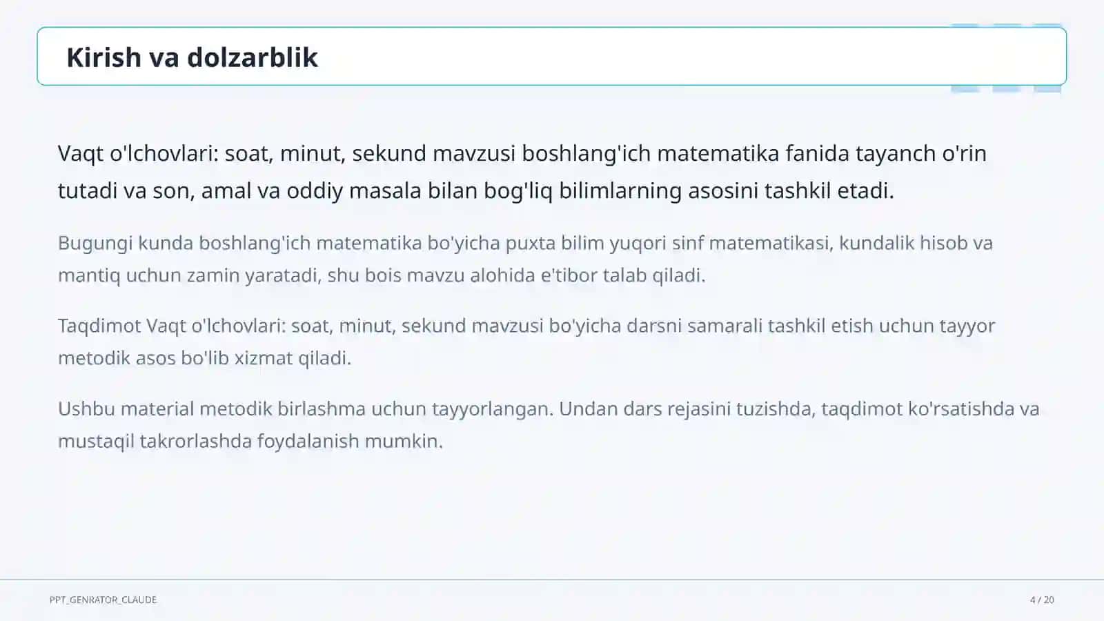Vaqt o'lchovlari: soat, minut, sekund 4
