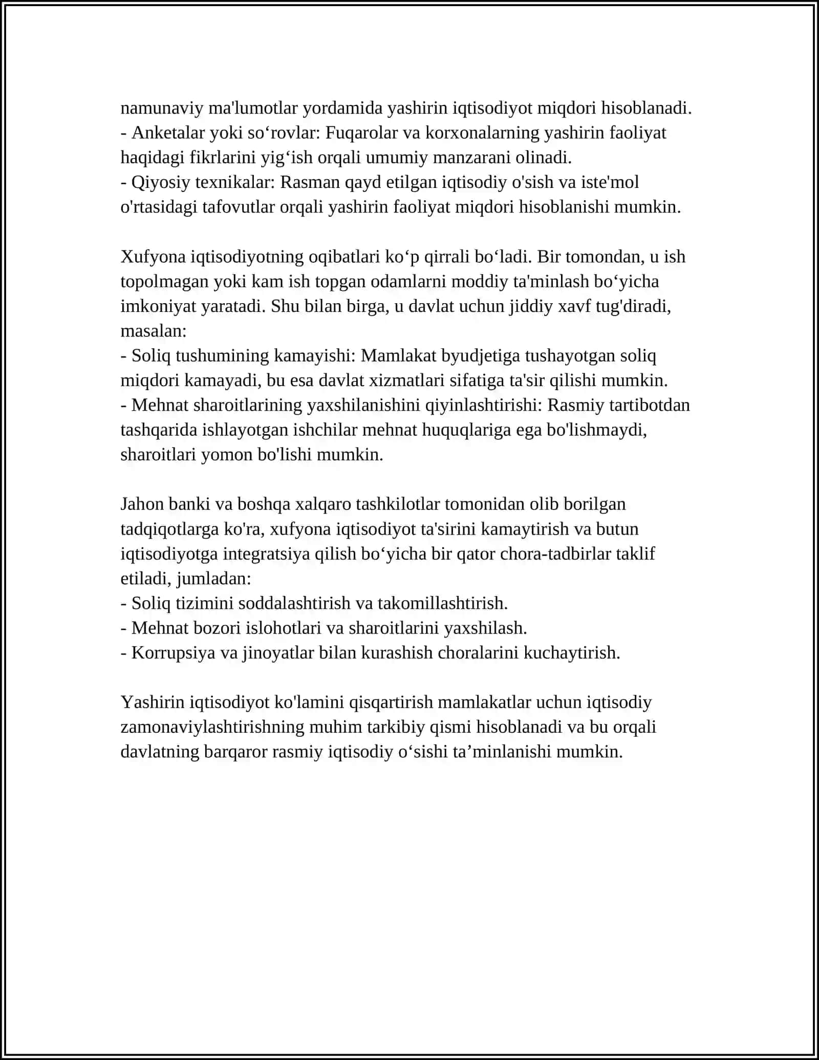 XUFYONA IQTISODIYOTNI O'LCHASH USULLARI 4