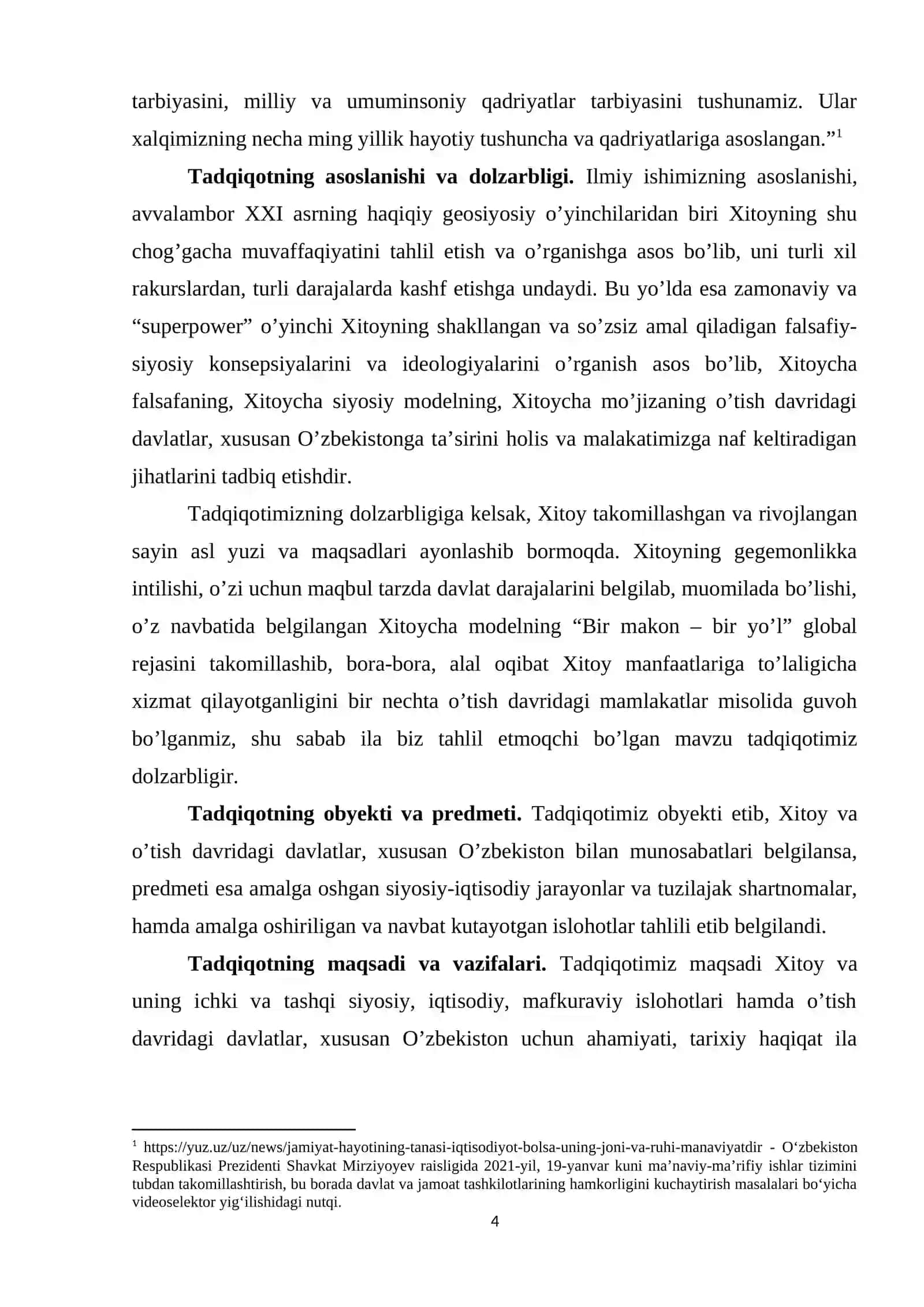XITOY DAVLATINI TAKOMILLASHTIRISH ISLOHOTLARI VA ULARNING O‘TISH DAVRI MAMLAKATLARI UCHUN AHAMIYATI (XITOY VA O‘ZBEKISTON DAVLATLARI MISOLIDA) 4