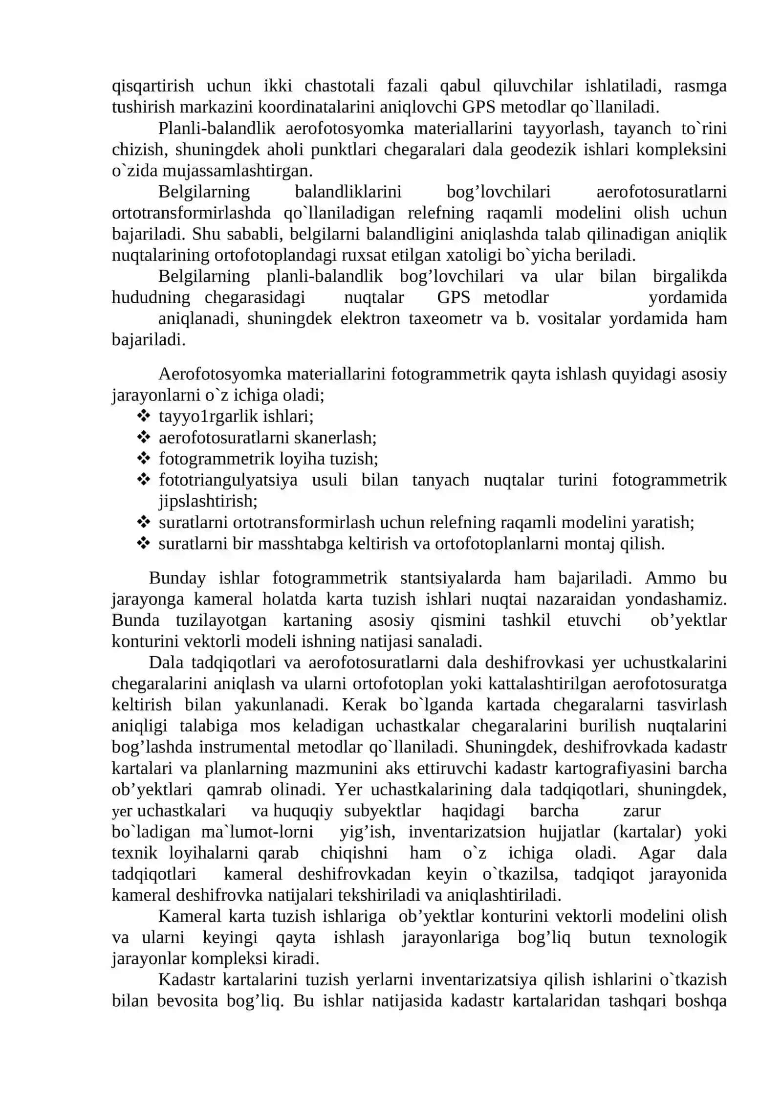 RAQAMLI KADASTR KARTALARINI TUZISHNING ASOSIY TEXNOLOGIK JARAYONLARI 4