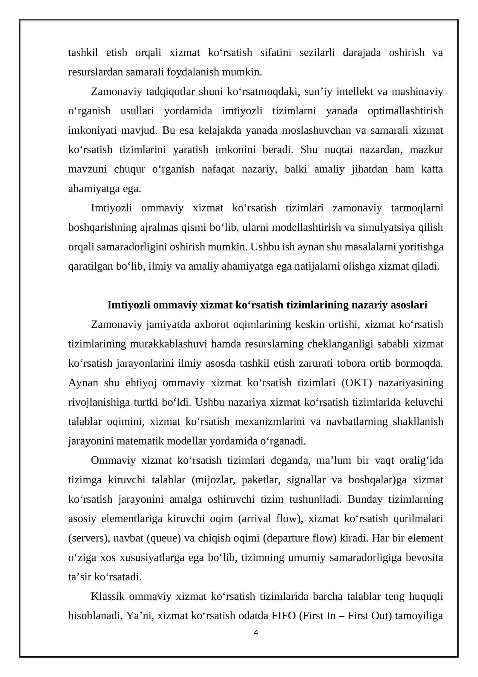 Imtiyozli ommaviy xizmat ko'rsatish tizimlari va ularning modellari 4