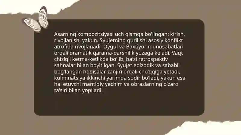 Oygul bilan Baxtiyor' asari tahlili 4