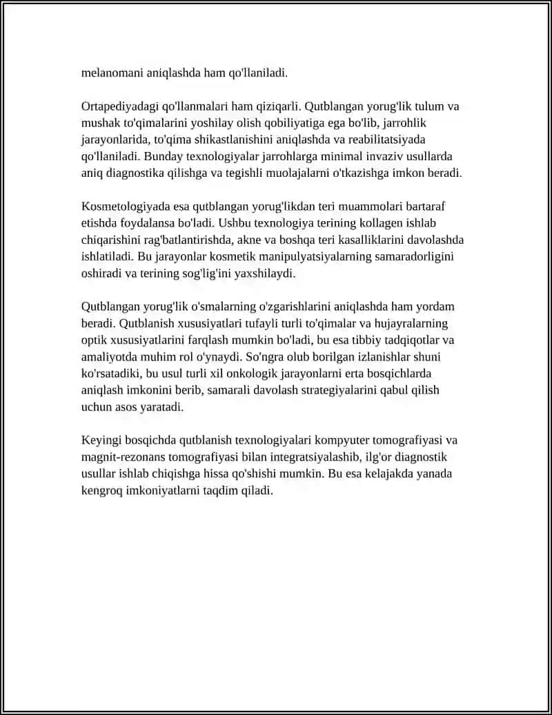 QUTBLANGAN YORUG'LIK VA UNING TIBBIYOTDA QO'LLANILISHI 4