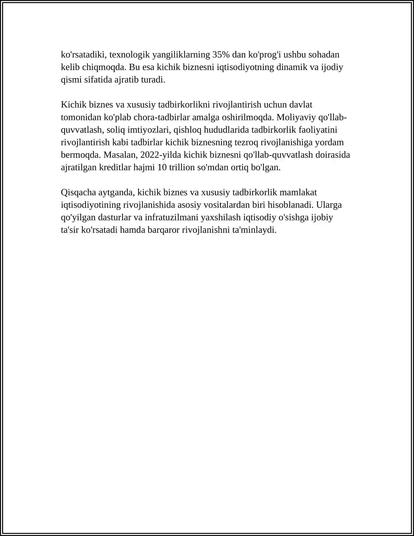 Kichik biznes va xususiy tadbirkorlikning mikroiqtisodiyotdagi roli 4