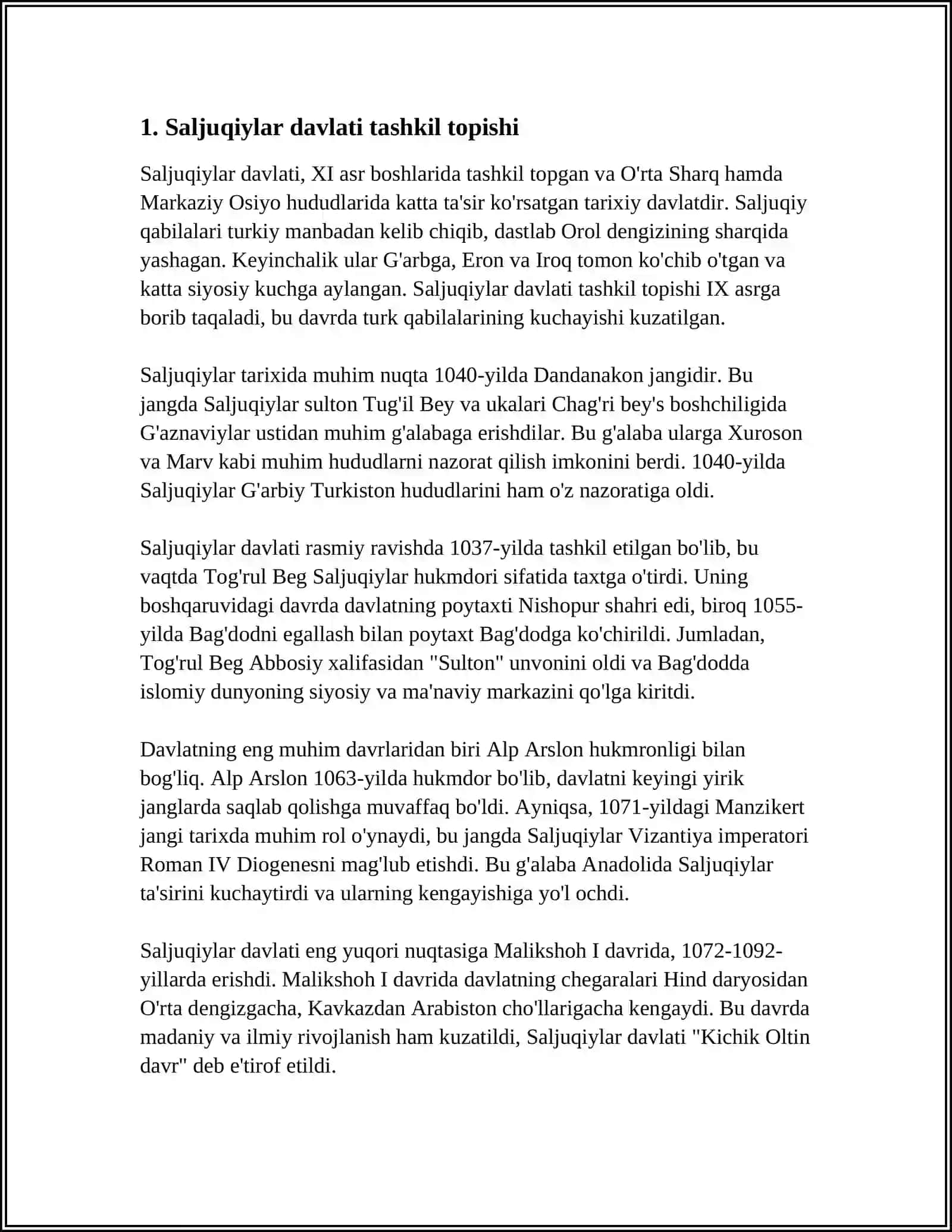 SALJUQIYLAR DAVLATI O'quv uslubi 4