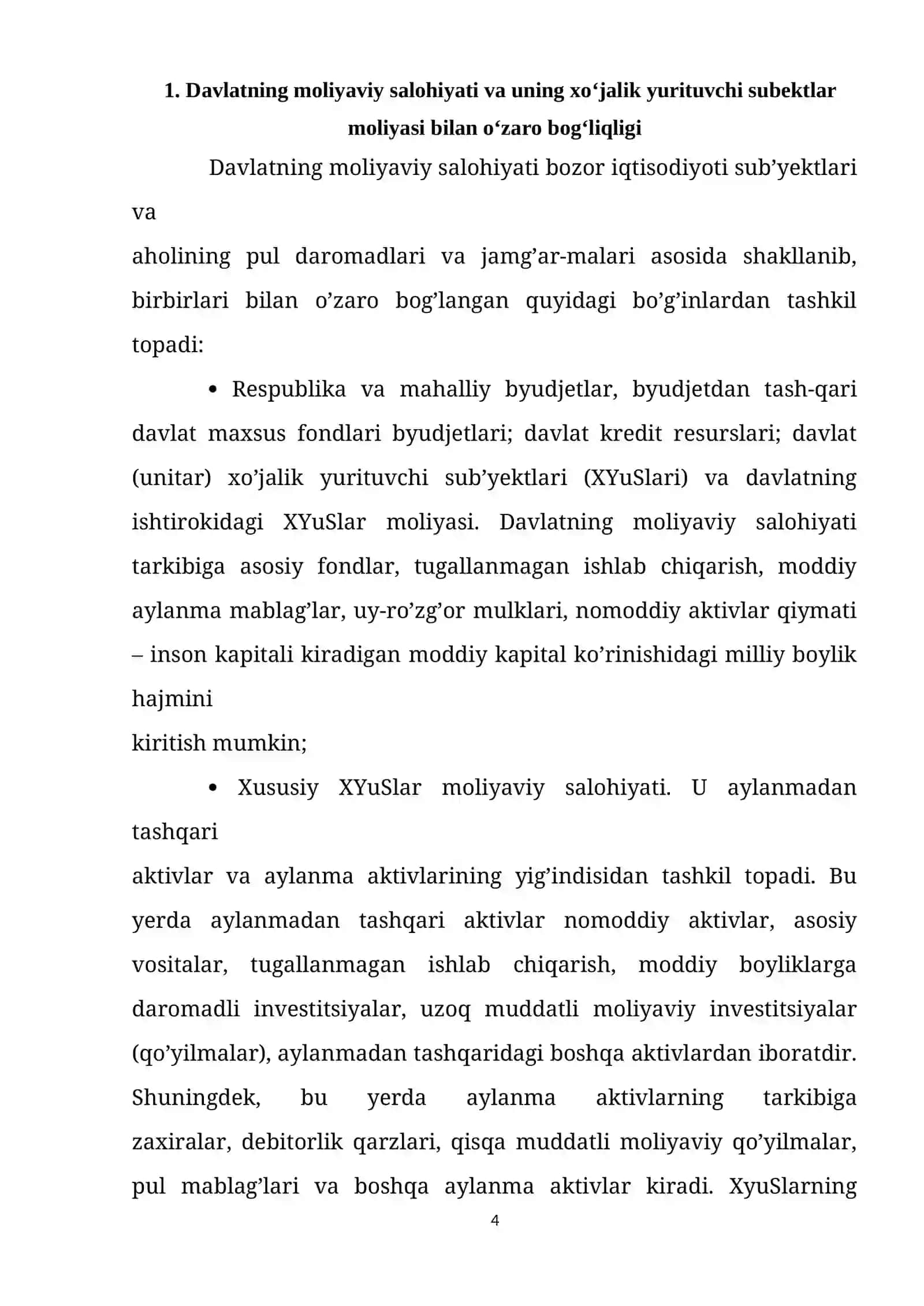 Mоliyаviy sаlоhiyаti vа uning xо‘jаlik yurituvchi subektlаr mоliyаsi 4