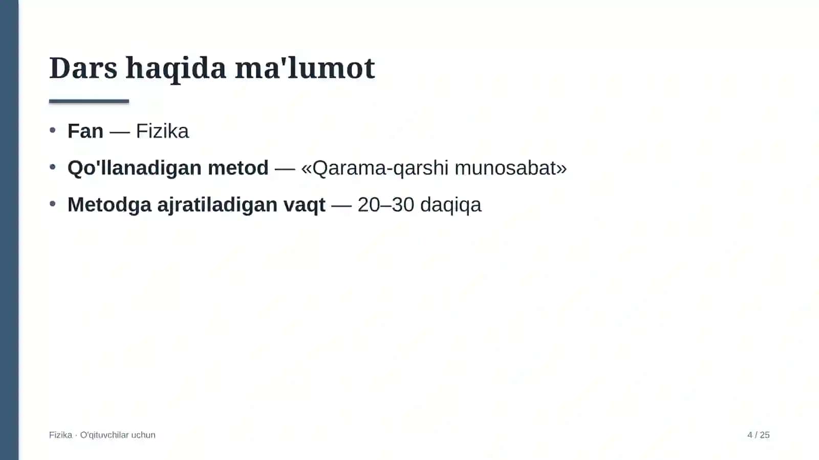 fizika darslarida qarama qarshi munosabat metodidan foydalanish 5154 4