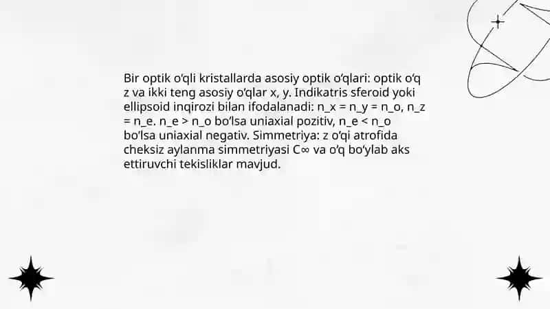 Bir optik o‘qli kristallarda sindirish ko'rsatkichi indikatrisasini topish 4