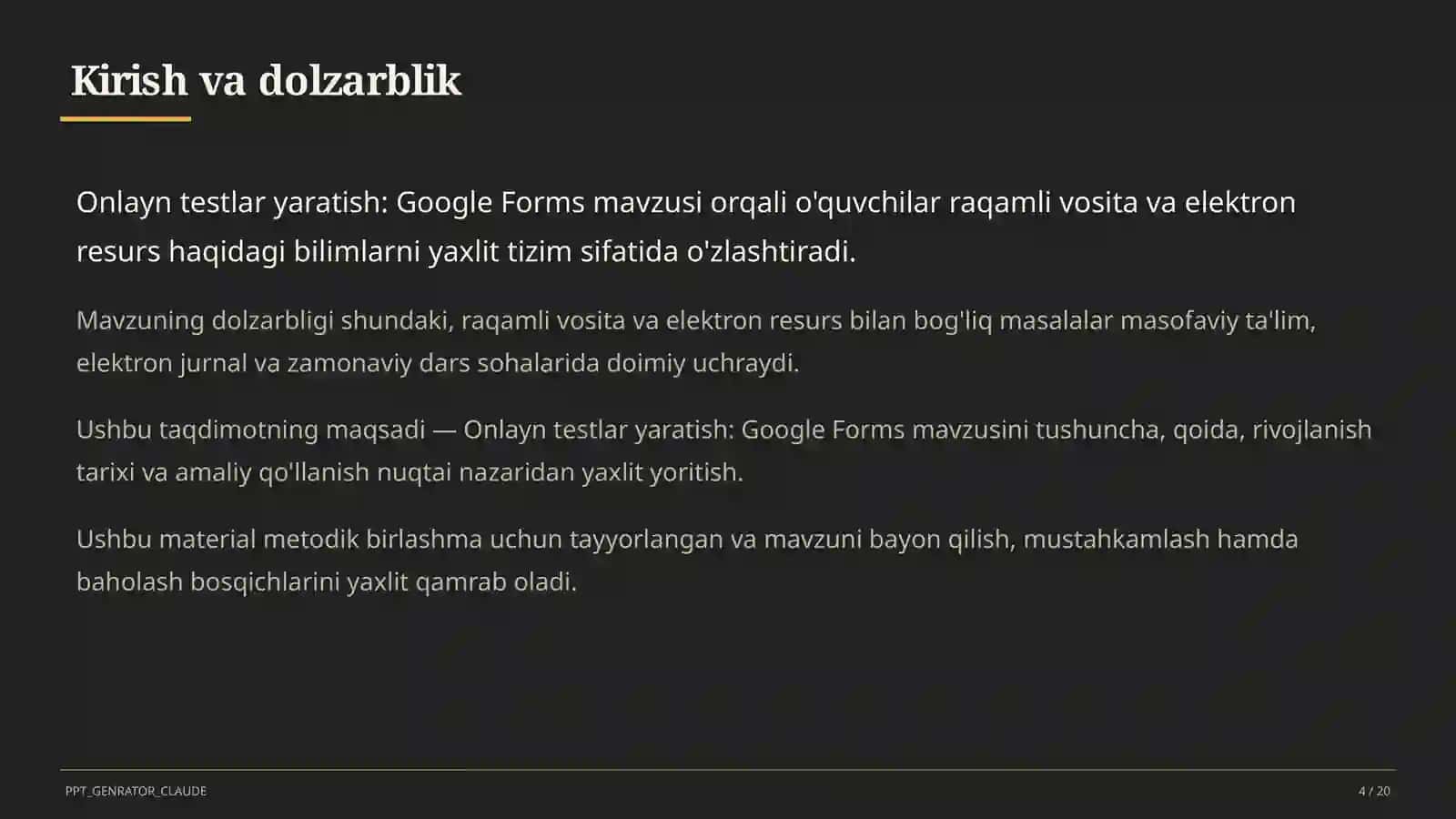 Onlayn testlar yaratish: Google Forms 4