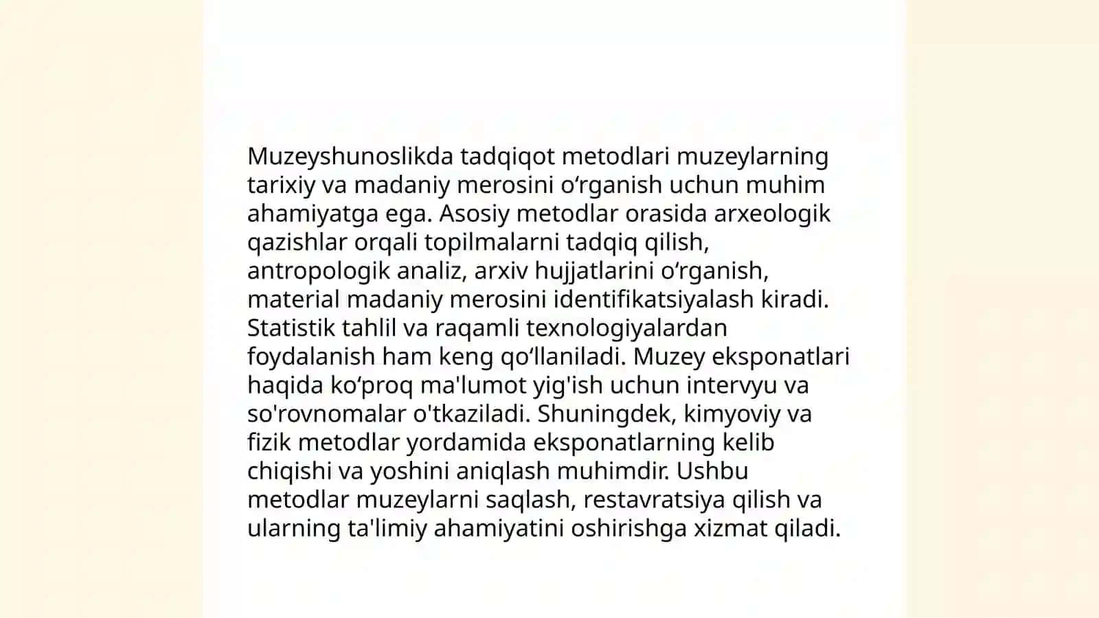 Muzeyshunoslik fani mazmun va mohiyati foydalanish predmeti 4