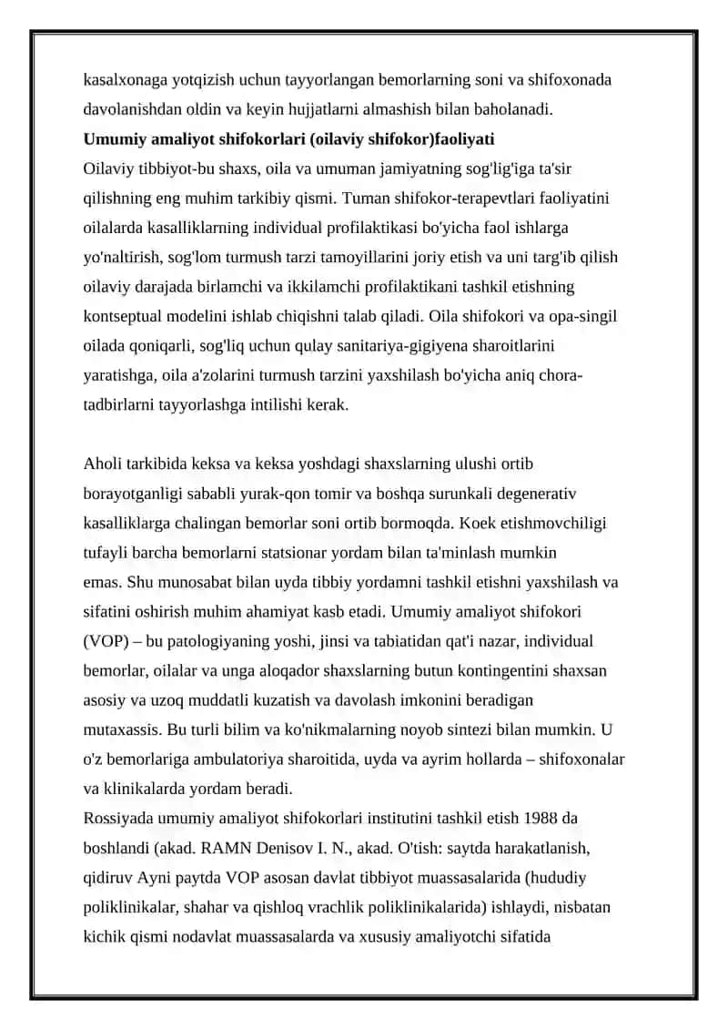 Oilaviy poliklinika, SSP va SV P faoliyatining asosiy ko‘rsatkichlarini hisoblash va tahlil qilish metodikasi 4