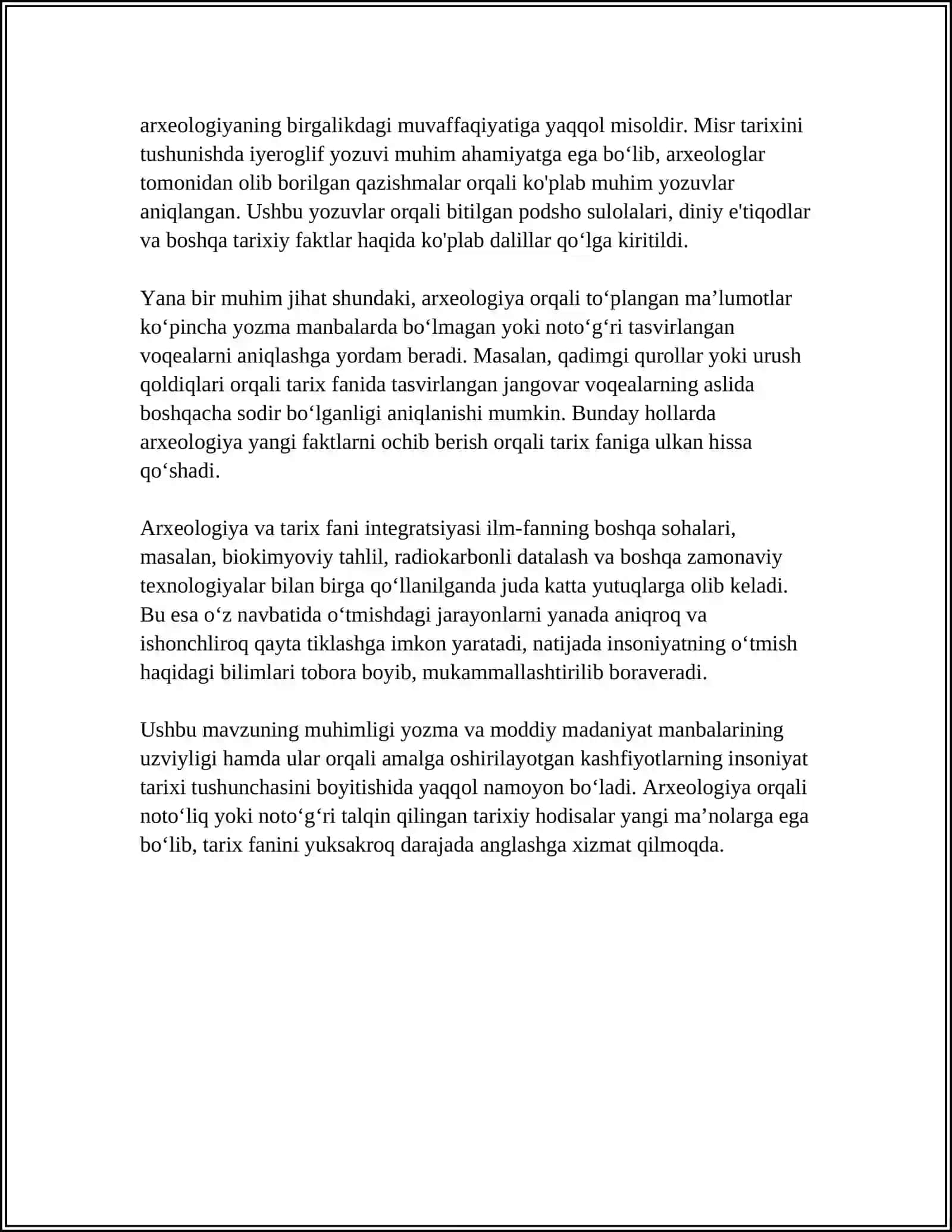 ARXEOLOGIYA FANINI TARIX FANIDA TUTGAN O'RNI 4