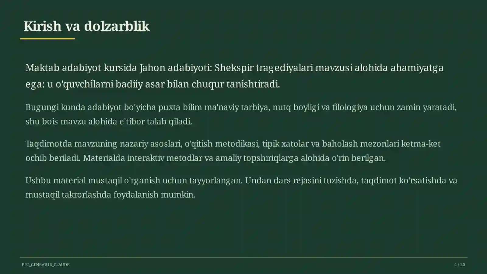Jahon adabiyoti: Shekspir tragediyalari (10-sinf) 4