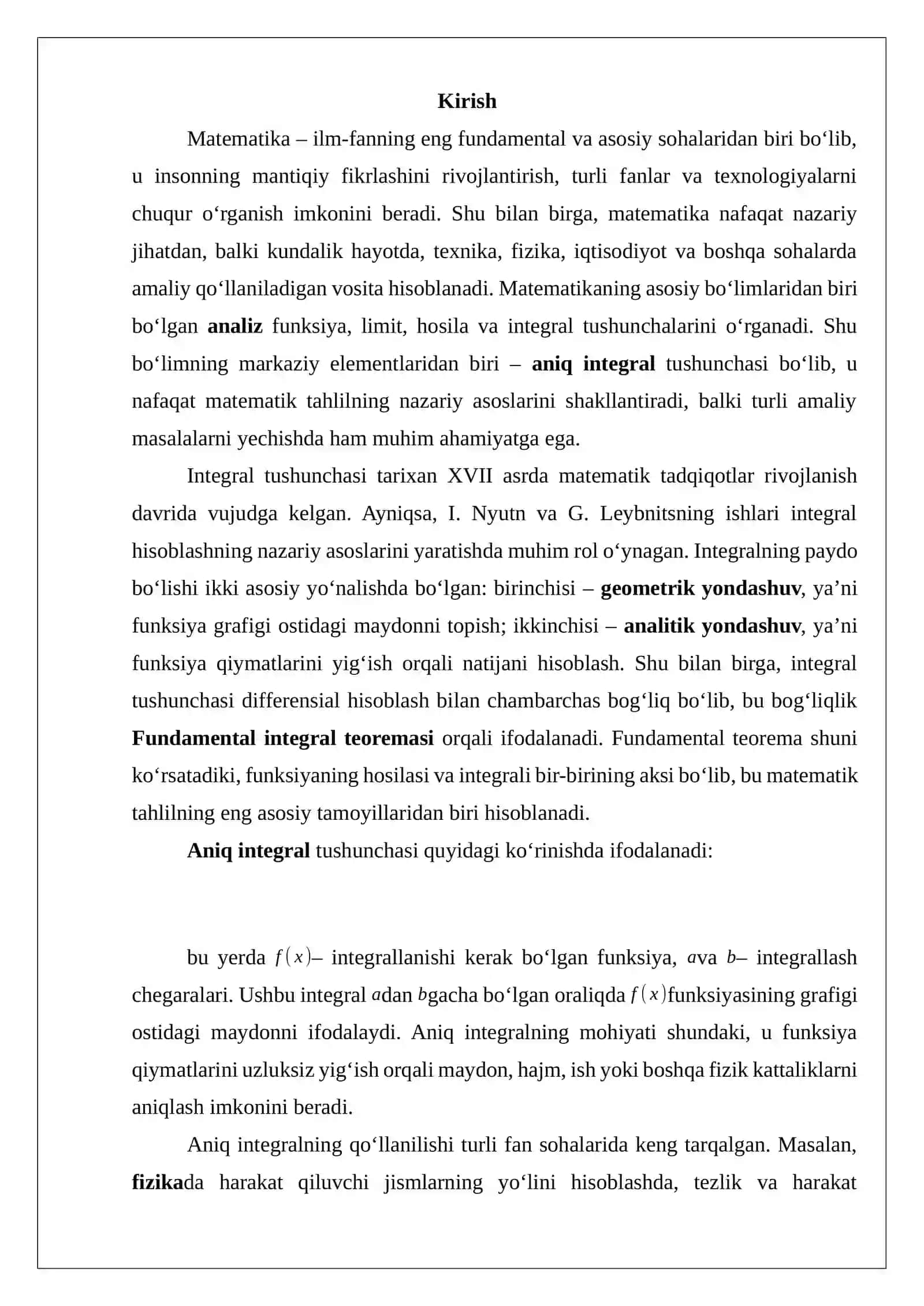 Aniq Integralning Boshlang'ich Funksiyasi Sifatida Ortirmasi 4