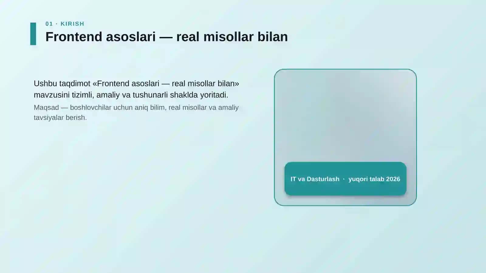 Frontend asoslari — real misollar bilan 4