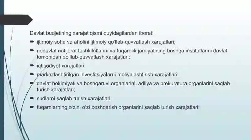 DAVLAT DAROMADLARI VA XARAJATLARI 4
