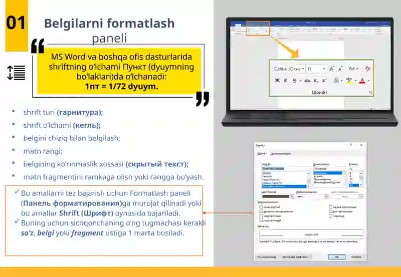 MS WORD DASTURIDA HUJJATLARNI FORMATLASH USKUNALARI 4