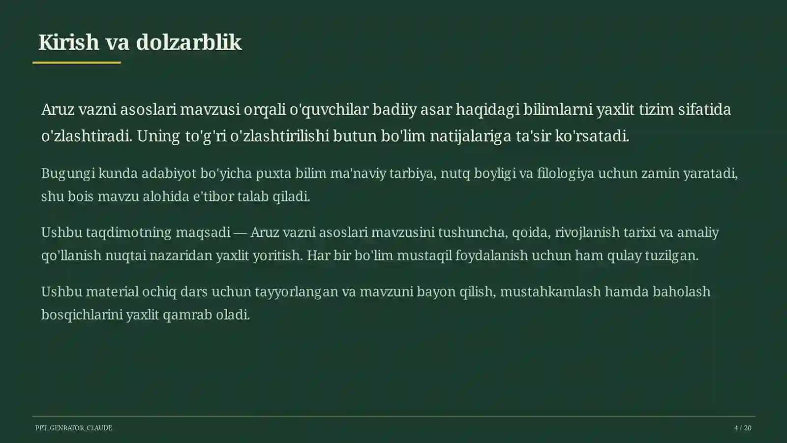 Aruz vazni asoslari (9-sinf) 4