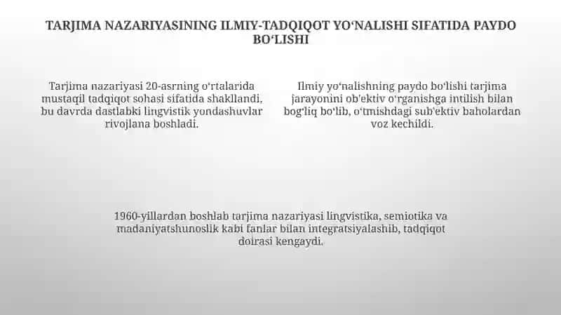Tarjima nazariyasi fanining rivojlanish bosqichlari 4