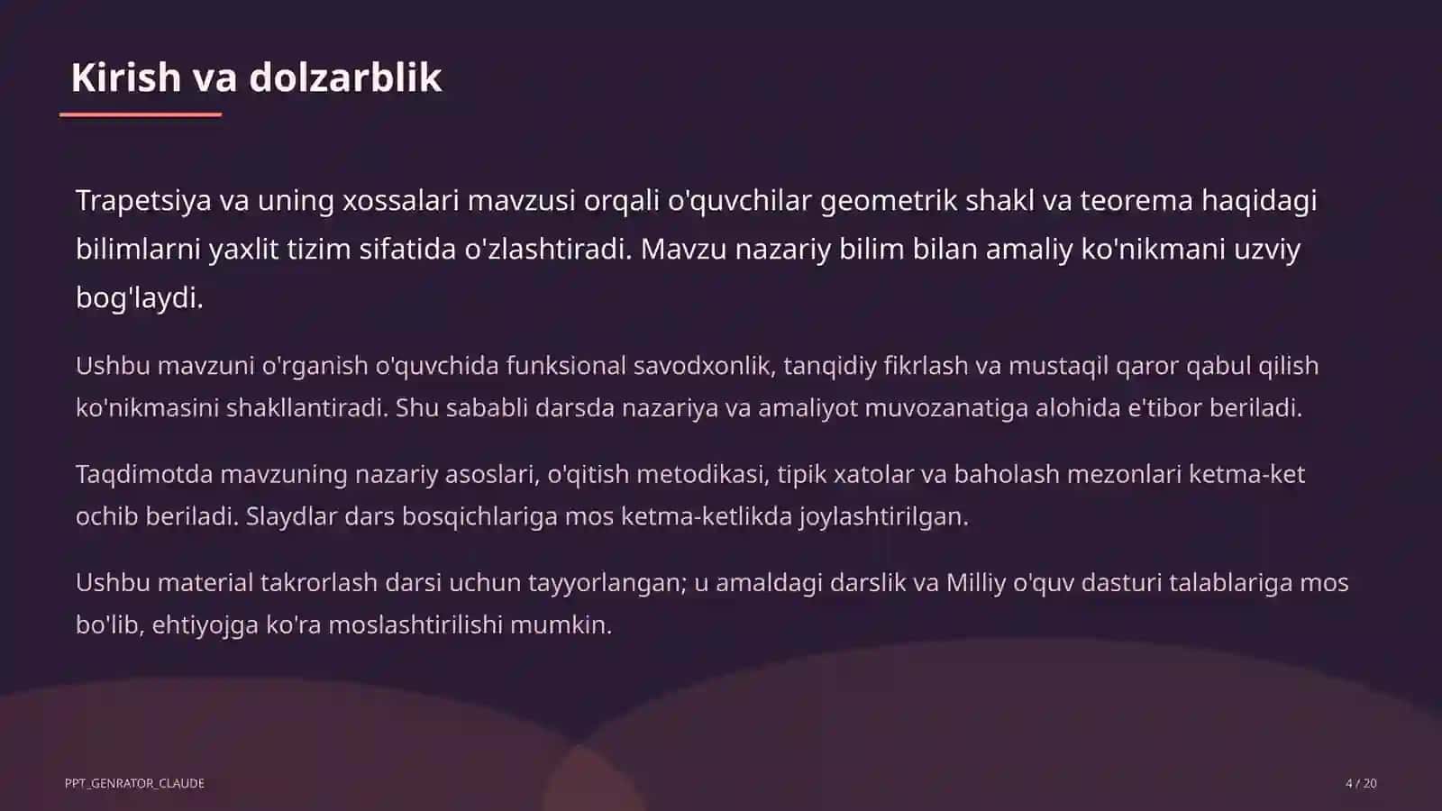 Trapetsiya va uning xossalari (8-sinf) 4