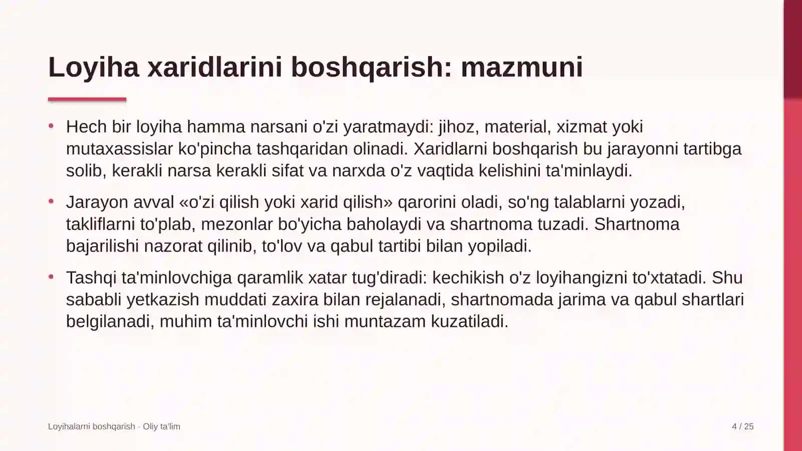 tug'ruq komplekslarida loyiha xaridlarini boshqarish 6112 4
