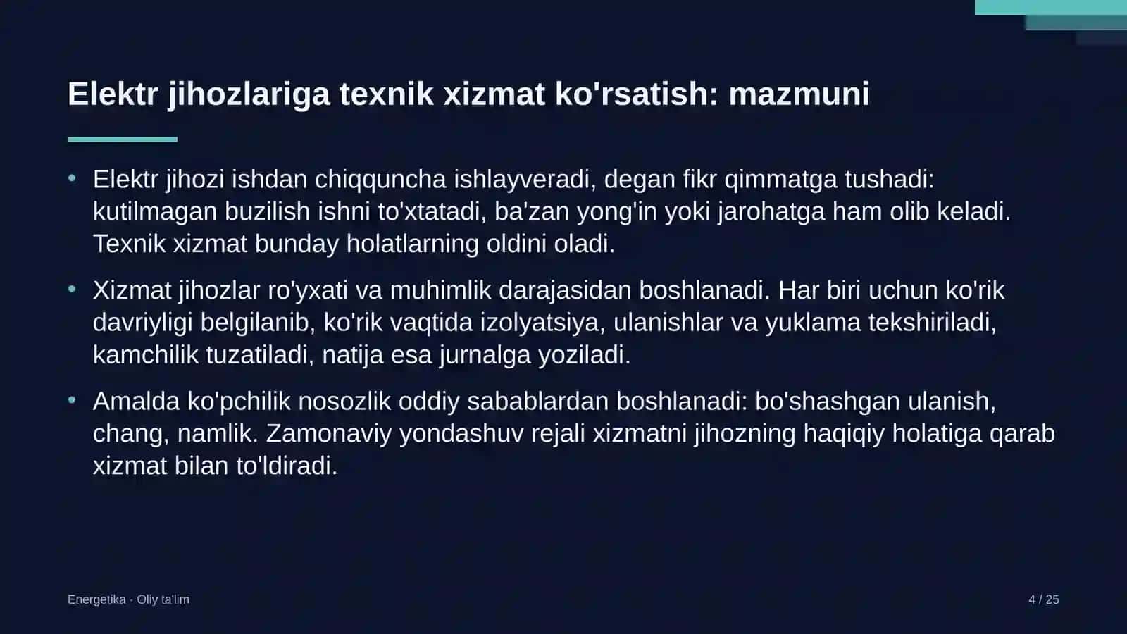 Avtomobilsozlik sanoatida elektr jihozlariga texnik xizmat ko'rsatish 4