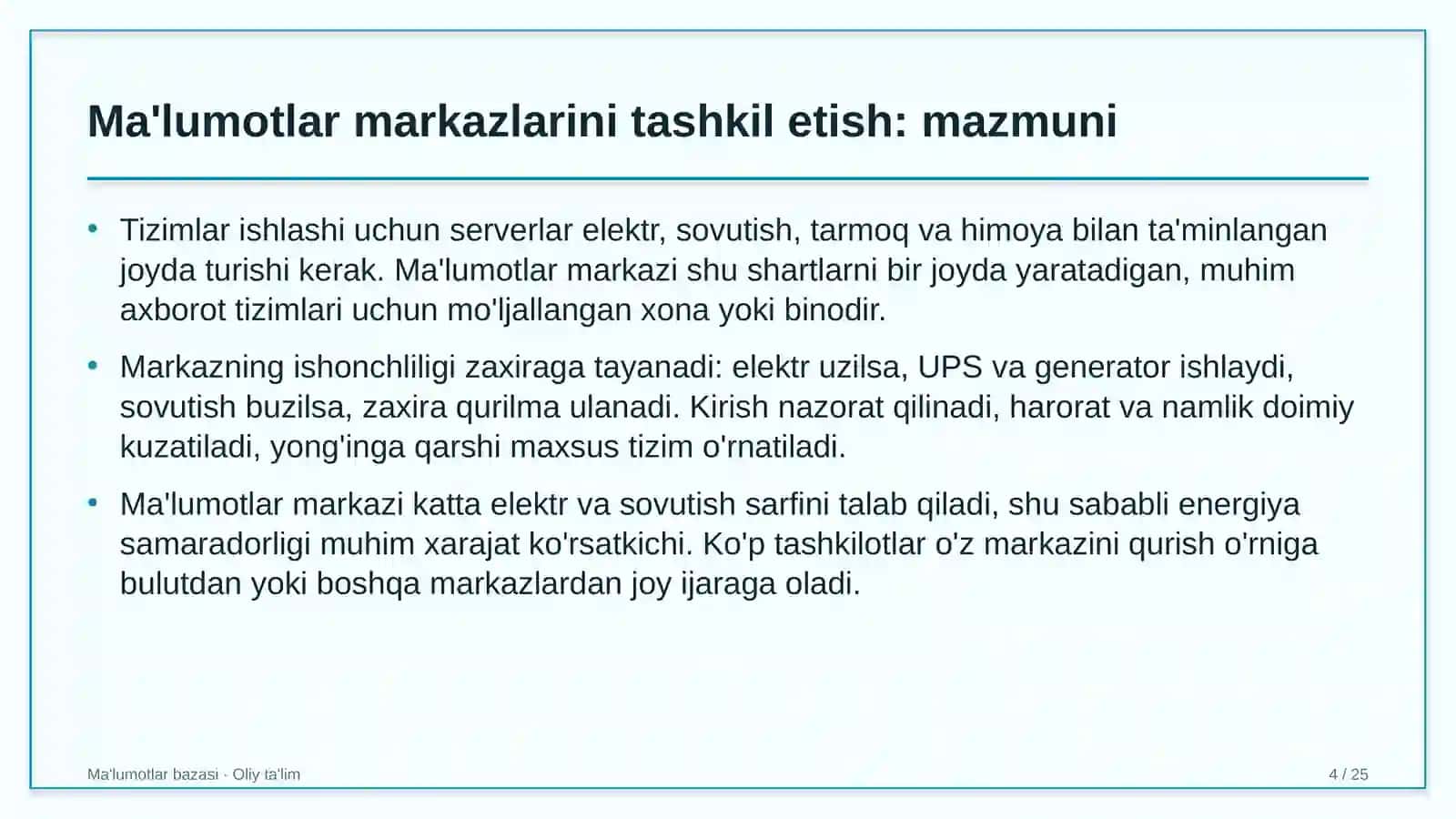 davlat qo'mitalarida ma'lumotlar markazlarini tashkil etish 4255 4