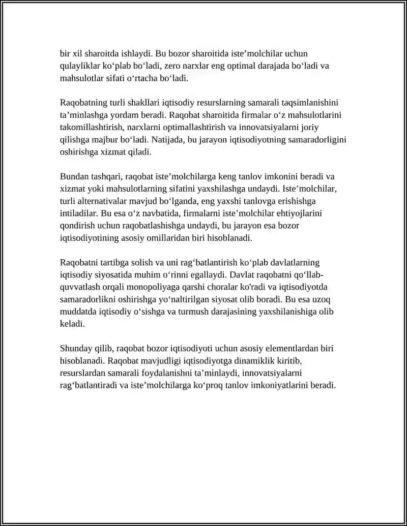 RAQOBATNING TURLARI VA ULARNING BOZOR IQTISODIYOTIDAGI ROLI 4