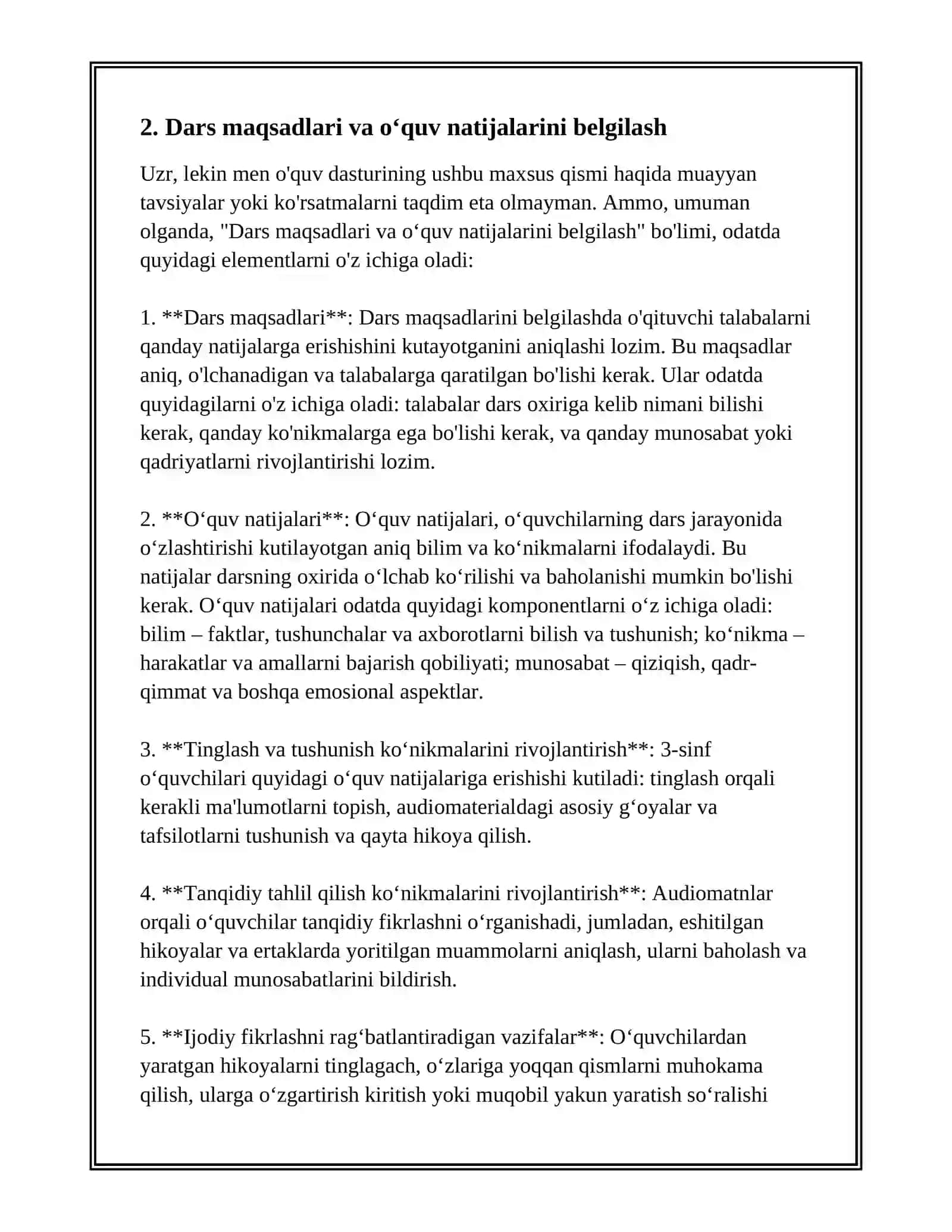 3-SINF O‘QISH SAVODXONLIGI FANIDA BERILGAN AUDIO ERTAKLARNI O‘QITISH DARSLARINI TASHKIL ETISH YUZASIDAN METODIK TAVSIYALAR 4