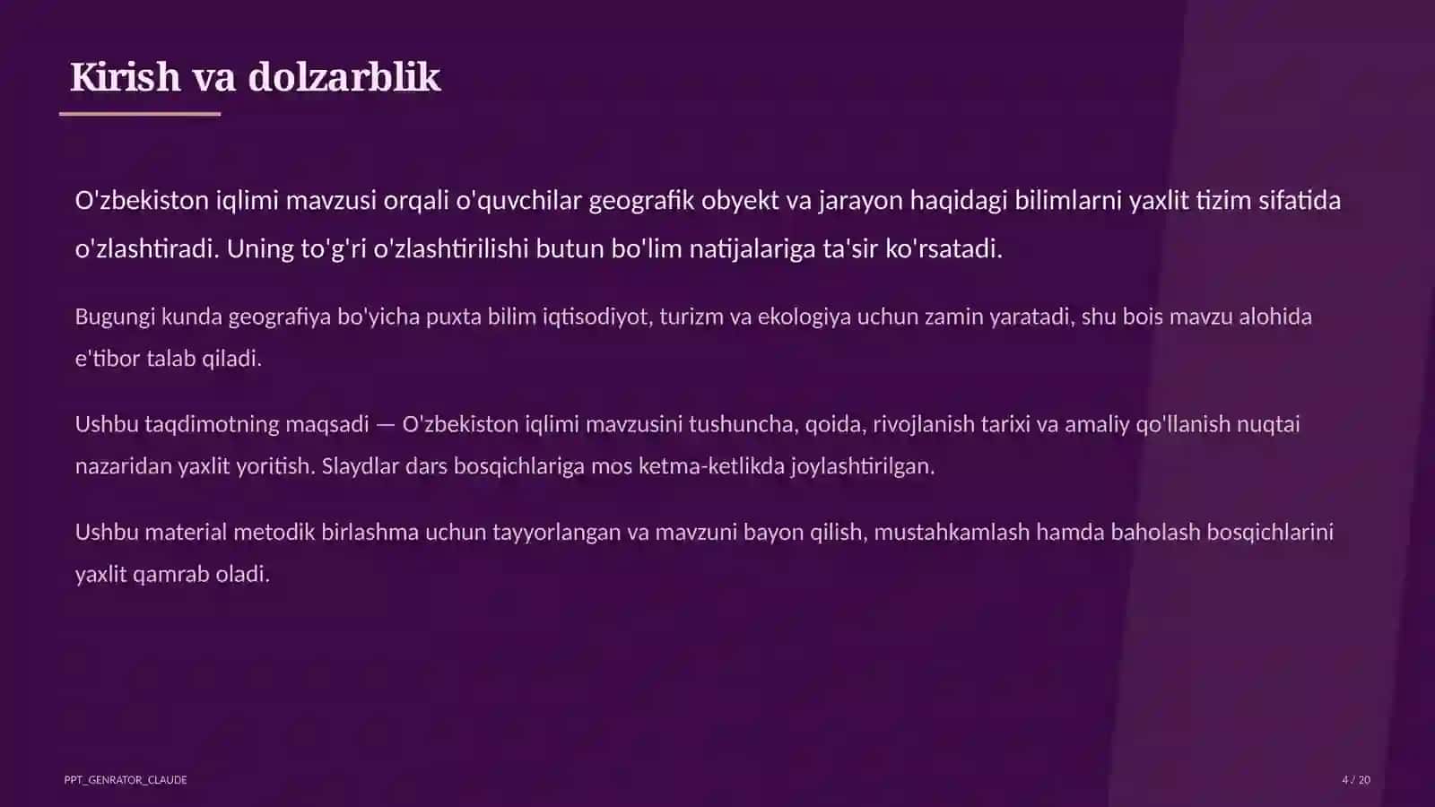 O'zbekiston iqlimi (8-sinf) 4