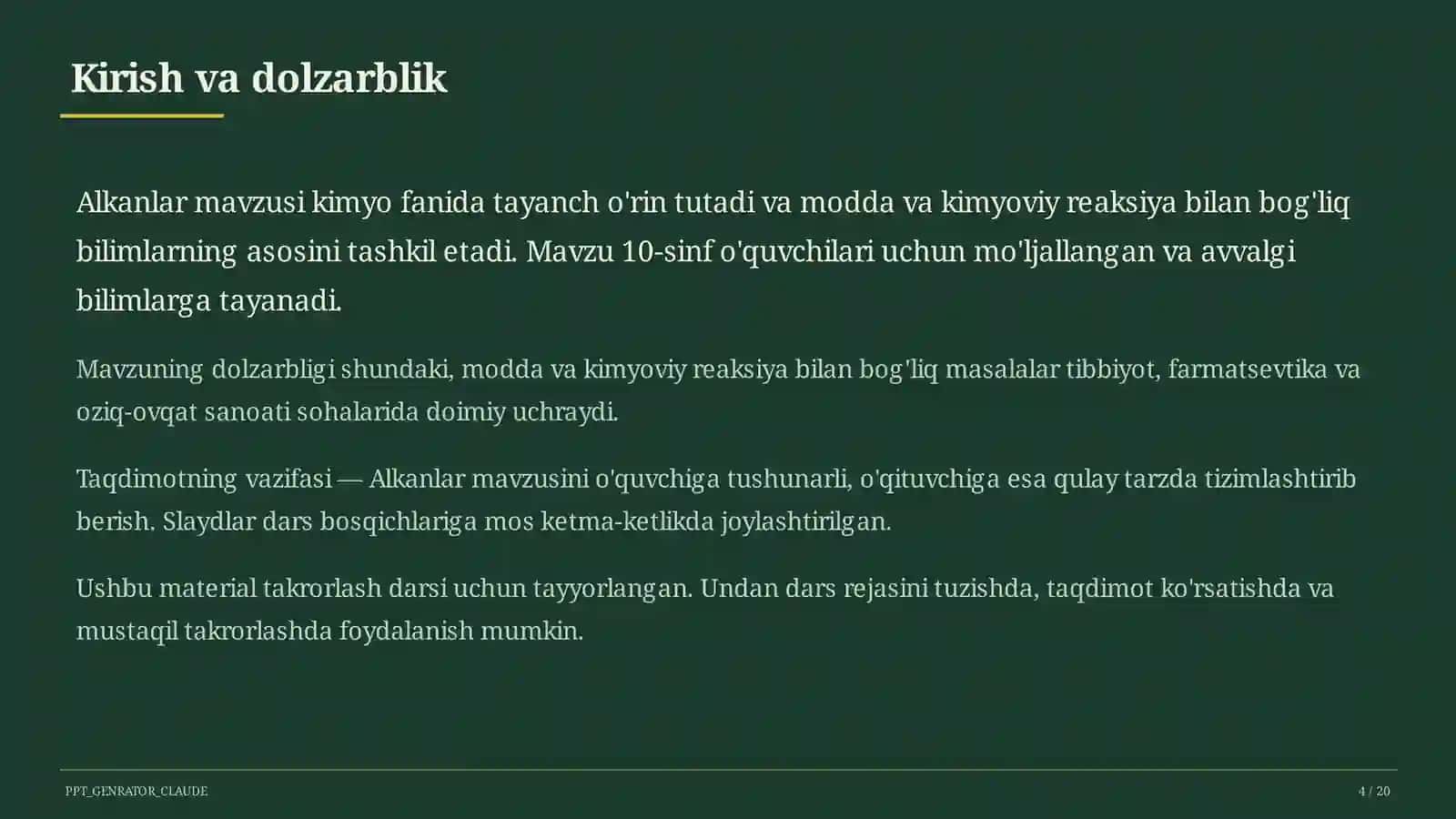 Alkanlar (10-sinf) 4