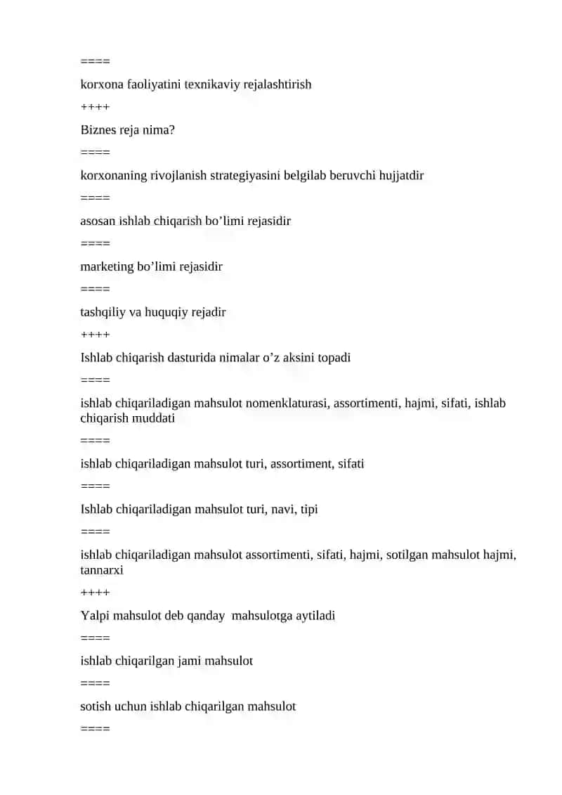 Biznes rejasi tuzish 4