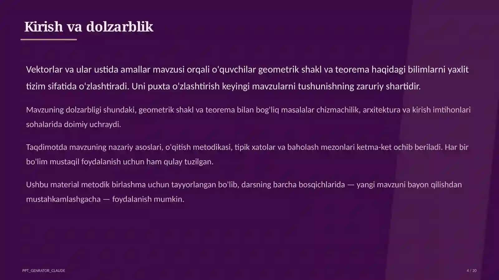 Vektorlar va ular ustida amallar (9-sinf) 4