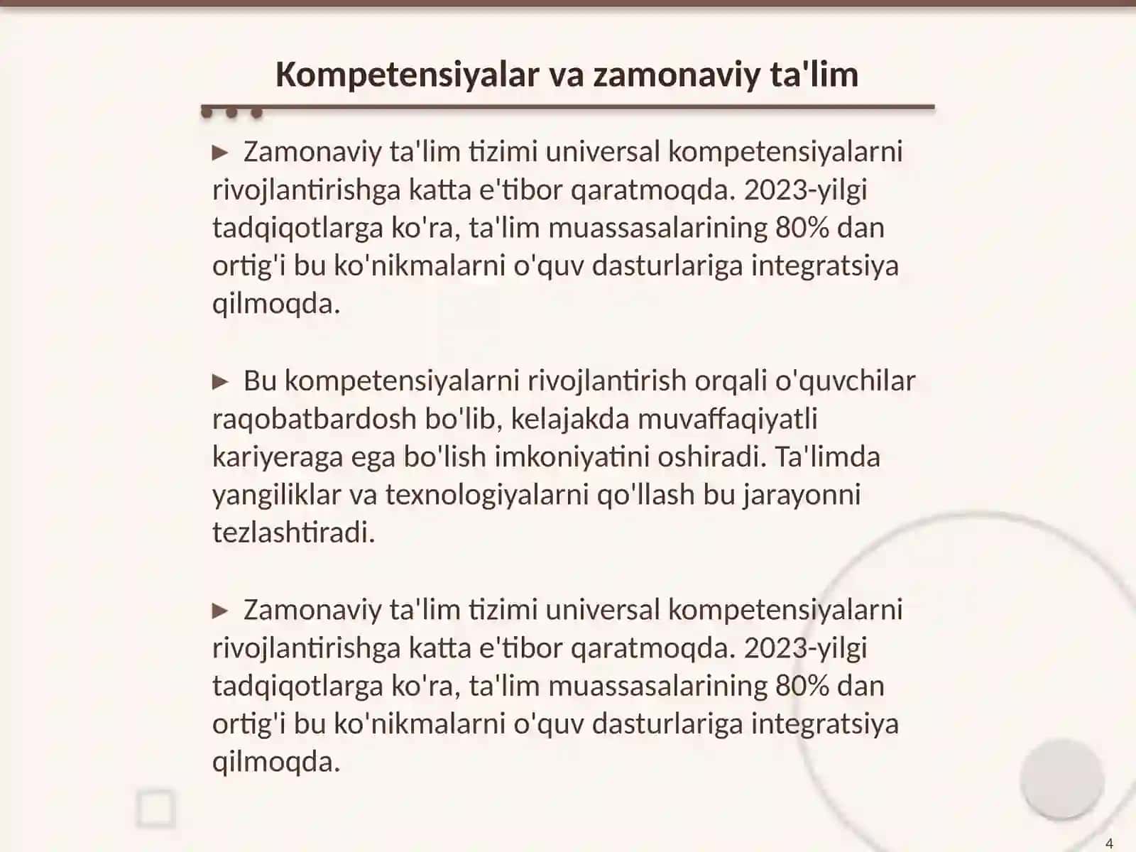 Universal kompetensiyalarni rivojlantirish 4