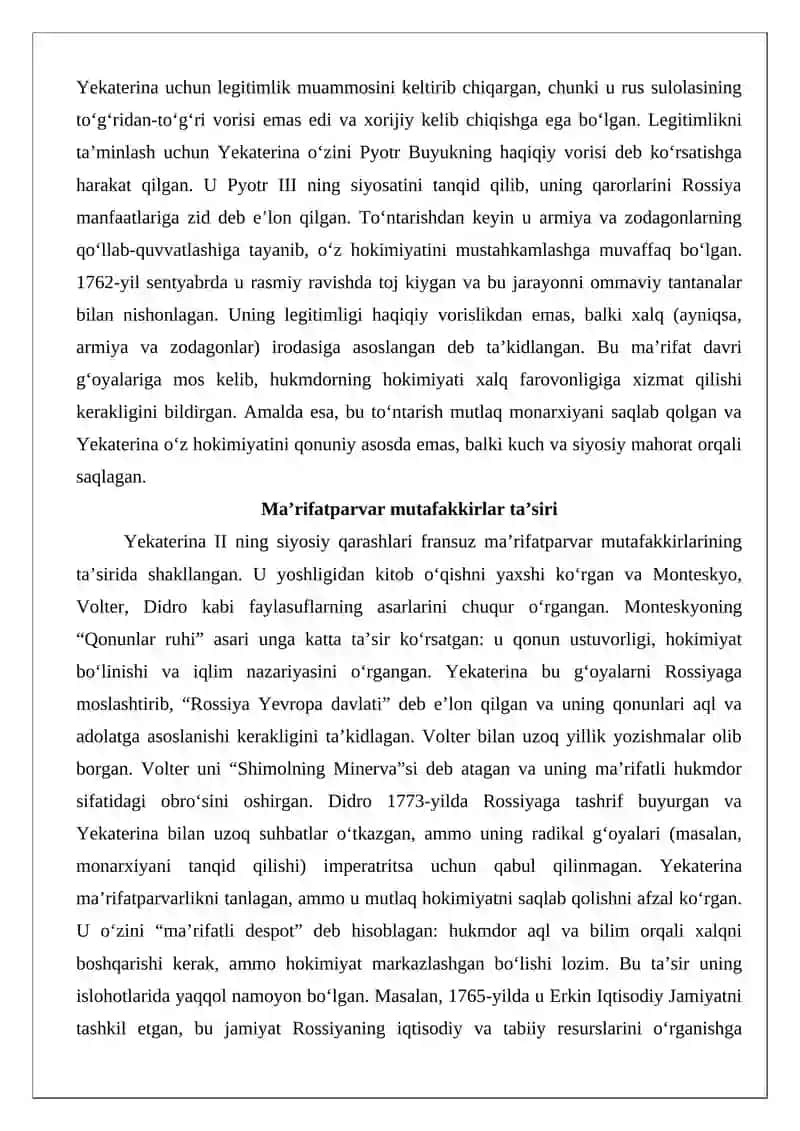 Yekaterina II ning ma’rifatli boshqaruvi 4