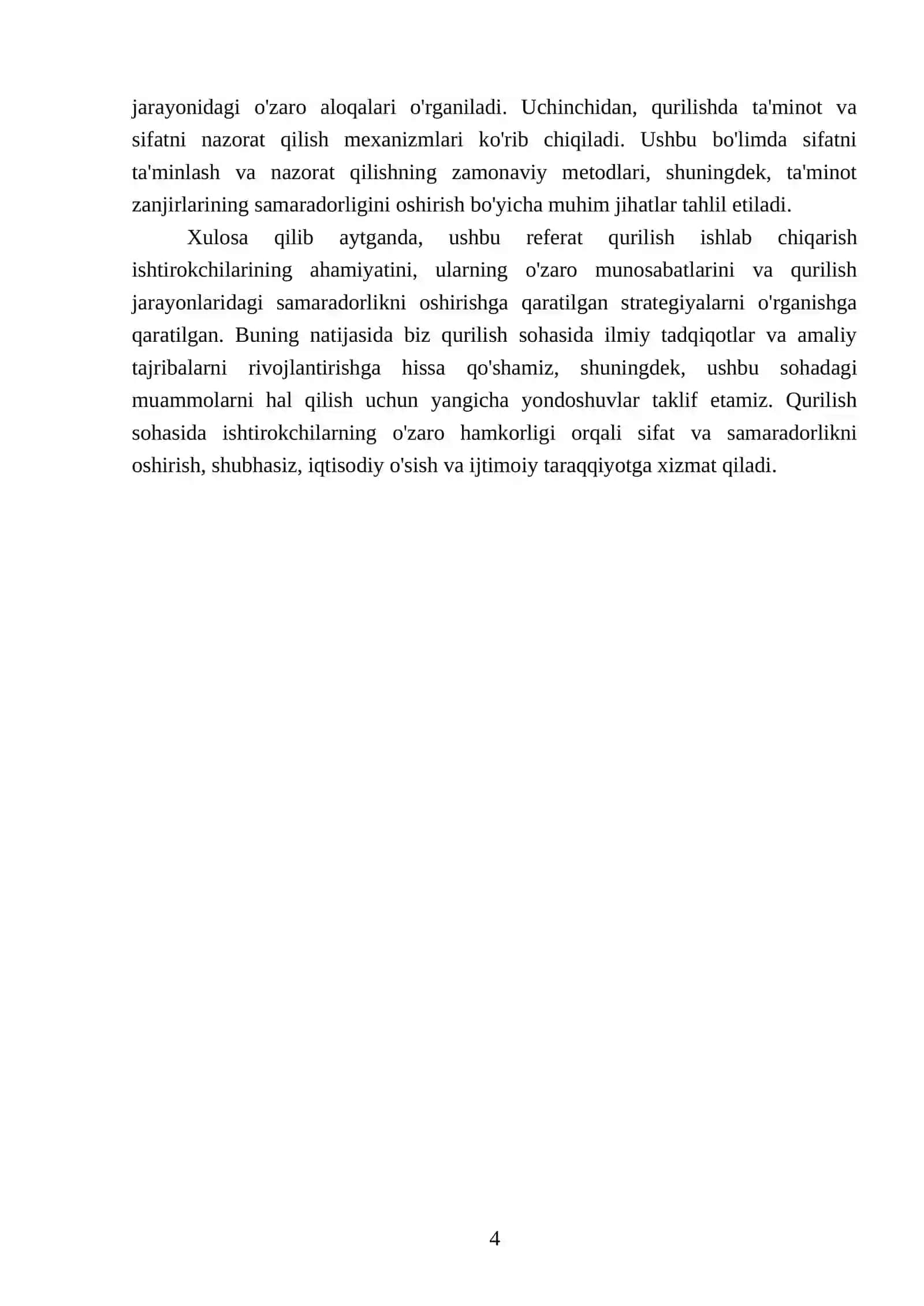 Qurilish ishlab chiqarish ishtirokchilari (loyihalovchi, pudratchi, ta’minotchi, tadqiqotchi) 4