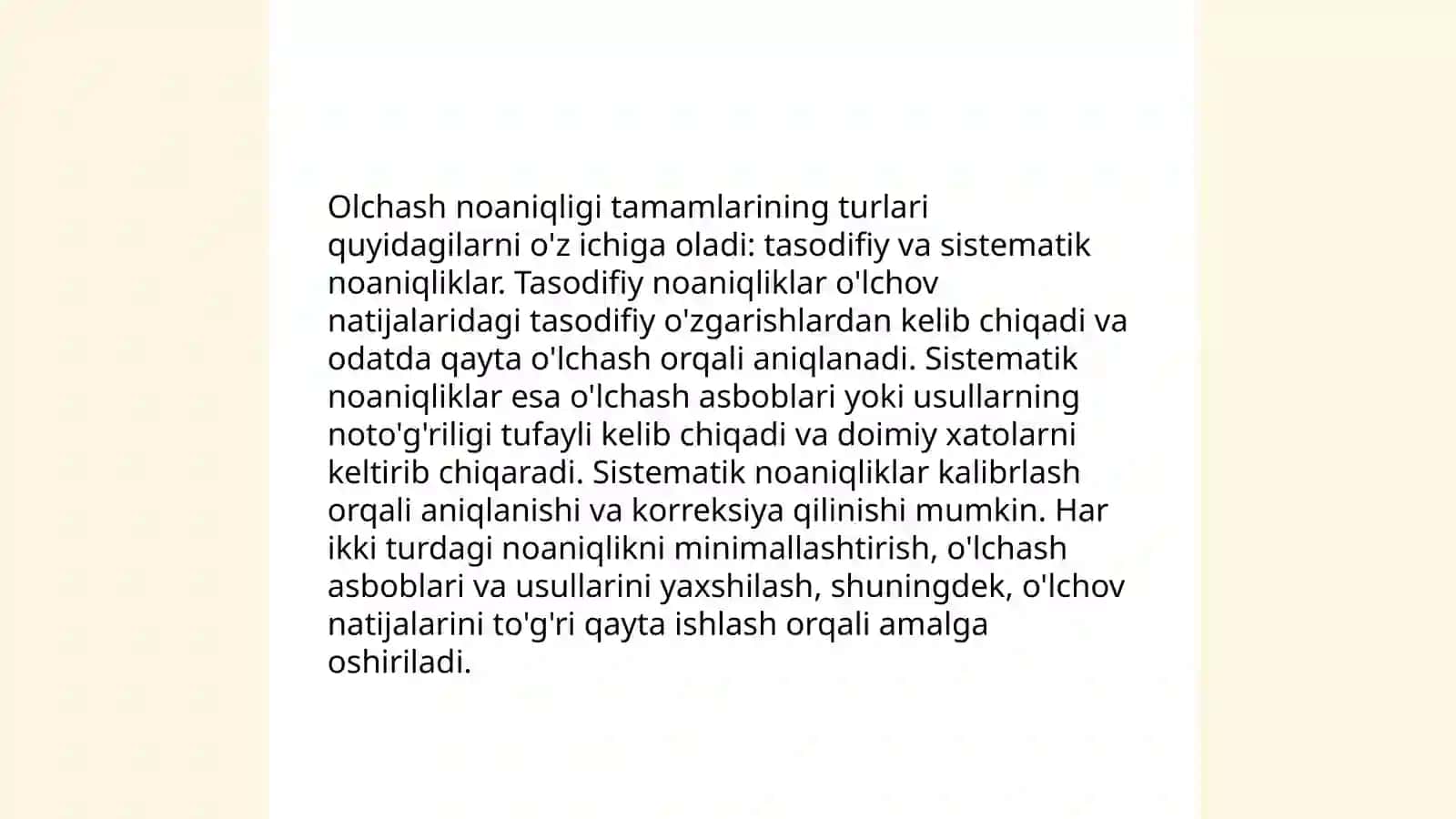 Olchashlar noaniqligining turlari va tasnifi 4
