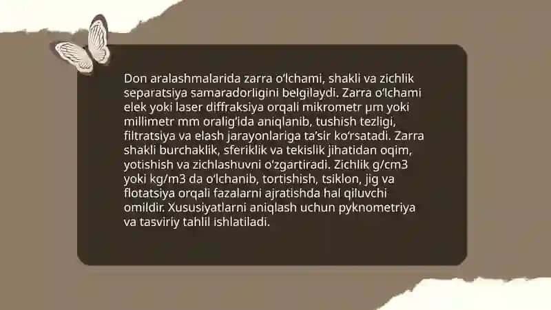 Don massasi aralashmalari va ularni separatsiyalashdagi ahamiyati 4