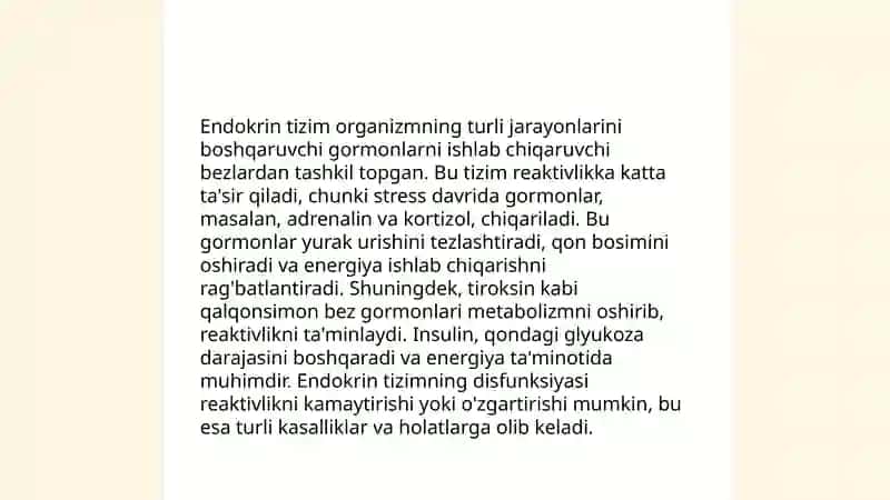 Reaktivlik va rezistentlikning shakllanishida nerv va endokrin sistemasining roli 4