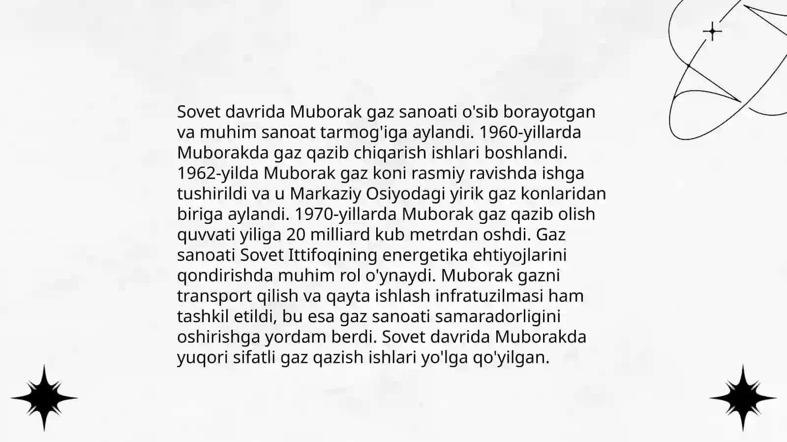 Muborak gazni qayta ishlash tarixi 4